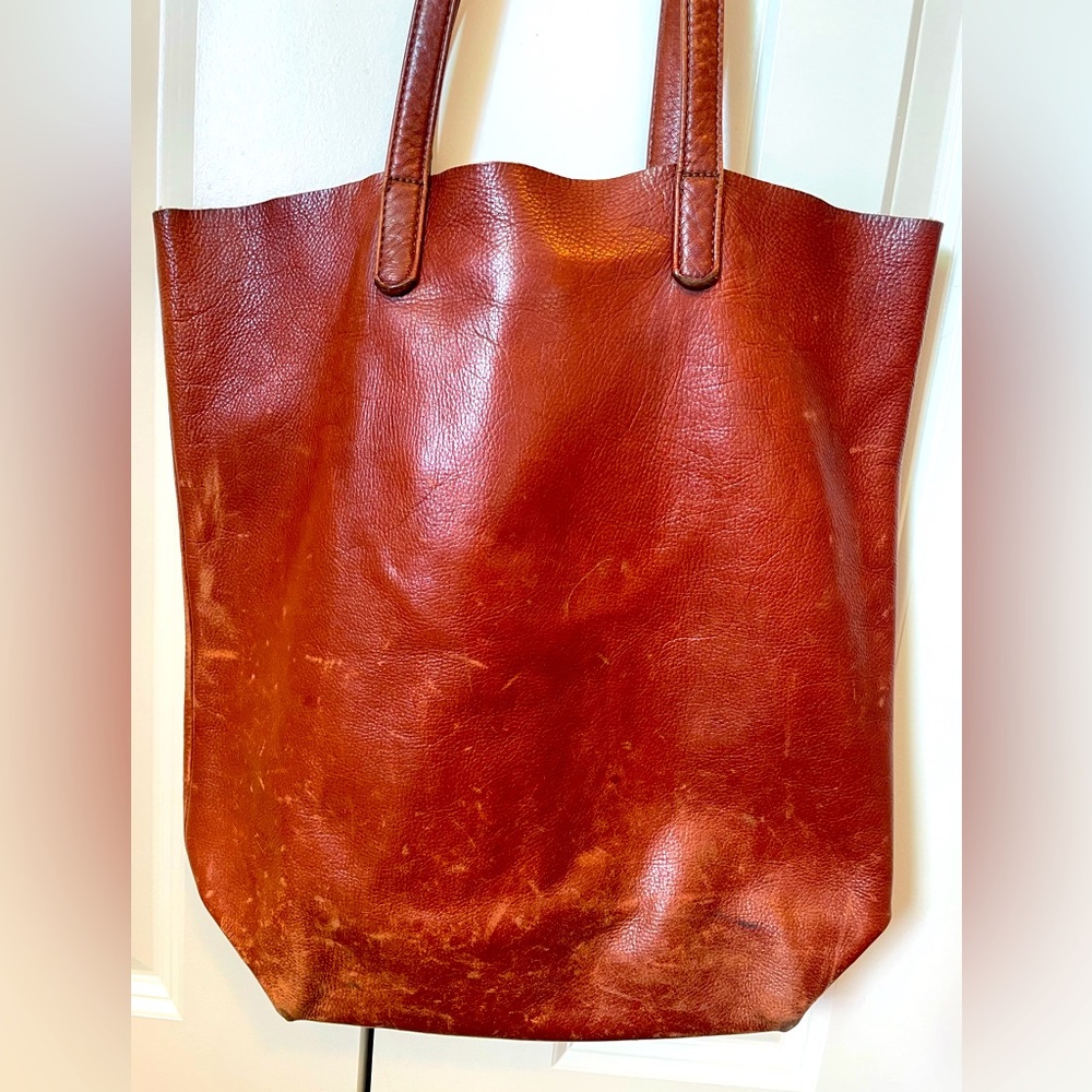 Baggu Shopper Tote in Brown Leather